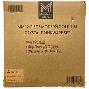 Member's Mark 12-Piece Modern Gold Rim Crystal Drinkware Set
